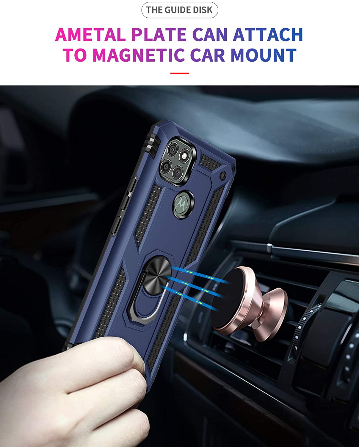 Protectores para celular  para Motorola  MOTO G9 Power Funda reforzada con anillo v2 Azul